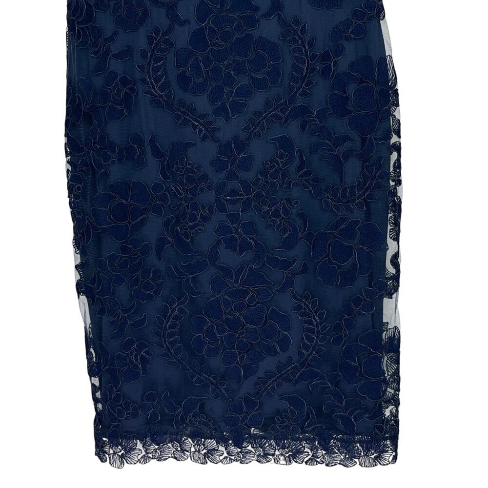 TADASHI SHOJI LACE NAVY BLUE SHEATH DRESS - Picture 6 of 10
